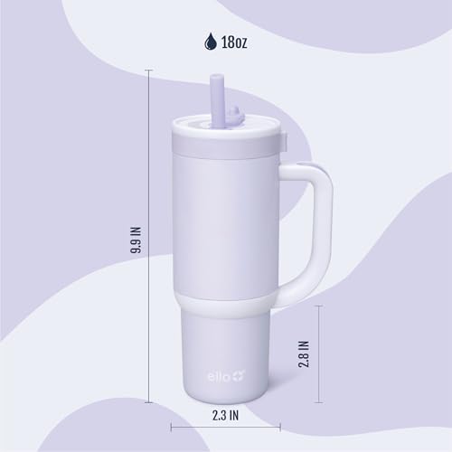 Ello Oasis 18oz Insulated Stainless Steel Kids Tumbler with Straw, Purple Holographic - color: Shiny: Purple, size: 18 Ounces