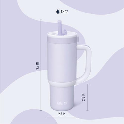 Ello Oasis 18oz Insulated Stainless Steel Kids Tumbler with Straw, Purple Holographic - color: Shiny: Purple, size: 18 Ounces