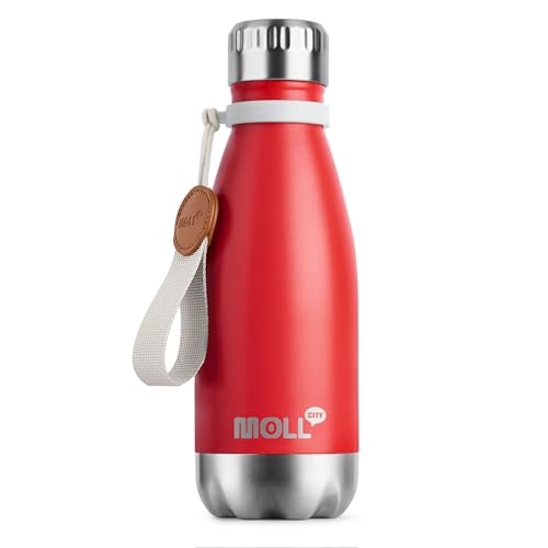 Small Water Bottles for Kids -9 oz Stainless Steel Vacuum Insulated Leak Proof Water Bottle for School Cola Shape Mini Water Bottle for Girls(Red) - color: Canyon Red, size: 9 Ounces