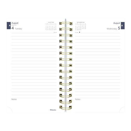 Blueline® Essential Academic Daily/Monthly Planner, August 2026 to July 2027, Gold Twin-Wire Binding, Poly Cover, 8" x 5", Nautical Design, Shells (CA214PH.03) - color: Shells