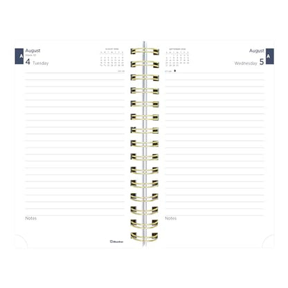 Blueline® Essential Academic Daily/Monthly Planner, August 2026 to July 2027, Gold Twin-Wire Binding, Poly Cover, 8" x 5", Nautical Design, Cabana (CA214PH.02) - color: Cabana