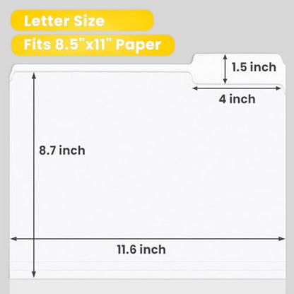 SUNEE File Folders, 18 Pack Manilla Folders 8.5 x 11, 1/3 Cut Tab for Easy Labeling and Organization, Durable Standard Paper for Home, Office, School Filing, White - color: White