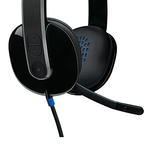 Logitech High-Performance USB Headset H540 for Windows and Mac, Skype Certified,Color-Black. | USB-a Plug-and-Play, Noise-Canceling Mic, On-Ear Volume and Mute Controls with Mute Light, Padded Leatherette Comfort