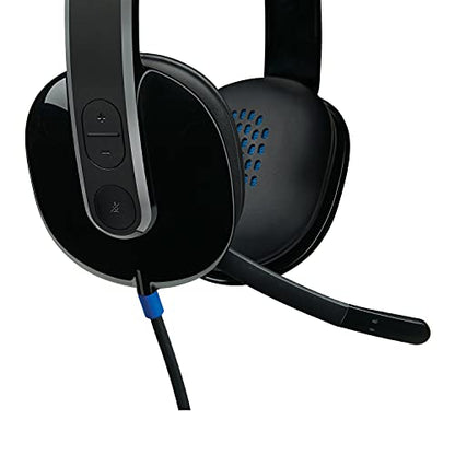 Logitech High-Performance USB Headset H540 for Windows and Mac, Skype Certified,Color-Black. | USB-a Plug-and-Play, Noise-Canceling Mic, On-Ear Volume and Mute Controls with Mute Light, Padded Leatherette Comfort