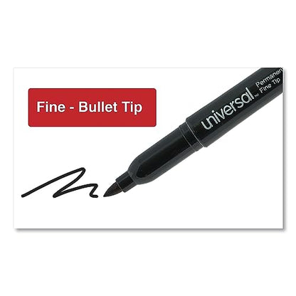 Universal UNV07074 Fine Bullet Tip Pen-Style Permanent Marker - Black (60/Pack) - size: 1 Count (Pack of 1)