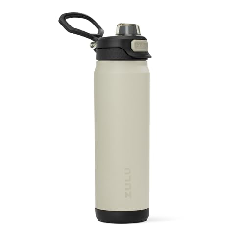 ZULU Powerfill Pro 24oz Stainless Steel Water Bottle with Quick Fill Lid, Triple Walled Vacuum Insulated Metal, Leak Proof Locking Lid, Sip and Chug, Reusable BPA Free, Ash - color: Ash, style: 24oz