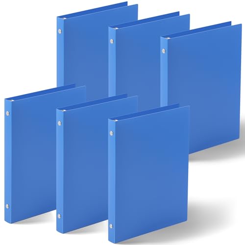 Henoyso Plastic 6 Pcs 1/2 Inch Mini 3 Ring Binders Fits 5.5" x 8.5" Paper, Holds(Capacity 100 Sheets), Flexible Three Round Rings Small Blue A5 Binders Bulk for School, Office Use, Photo Album Pages - color: Blue, size: 0.5 Inch