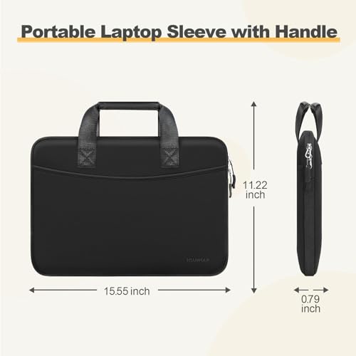 Laptop Case 16 inch,15-15.6 inch Laptop Sleeve Bag Compatible with MacBook Pro 16 M5 M4 M3 M2 M1,HP Dell Acer ASUS Lenovo Notebook,Neoprene Computer Bag with Handle&Curved Pocket, Black - color: Black, size: 16 inch