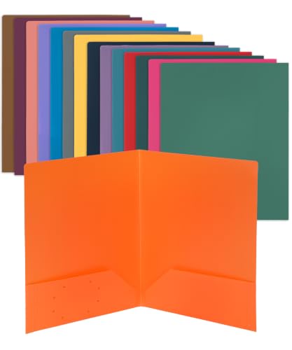 Mr. Pen- Plastic Folders with Pockets, 15 pcs | Aesthetic File Folder with Business Card Slot, 2-Pocket Folder, Back to School, Office, Filing Supplies - color: Retro Dream, size: 15 Pack