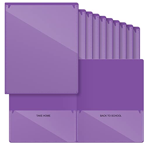Henoyso 24 Pcs Folders with Pocket School to Home Folder Heavy Duty 2 Pocket Homework Folders with Clear Front Pockets for School Students Parent Teacher Communication (Purple) - color: Purple