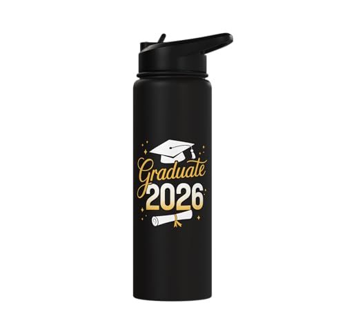 Graduate 2026 for class of 2026 graduation Stainless Steel Insulated Water Bottle - color: Black
