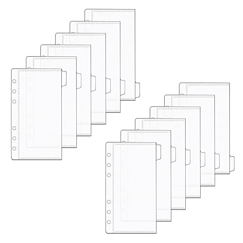 A6 Clear PP Cash Envelopes 2 Set 6 Tabs Binder Pockets Dividers 12 Sheets Budget Zipperless 6 Hole Loose Leaf Index Envelopes for 6 Ring Binder Money Bills Organizer (A6) - size: A6