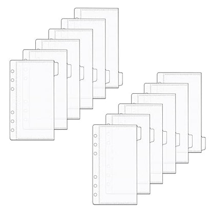 A6 Clear PP Cash Envelopes 2 Set 6 Tabs Binder Pockets Dividers 12 Sheets Budget Zipperless 6 Hole Loose Leaf Index Envelopes for 6 Ring Binder Money Bills Organizer (A6) - size: A6