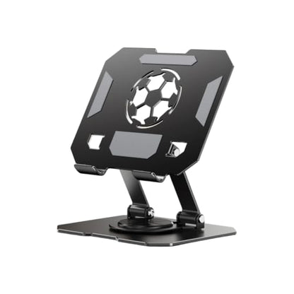 Double Axises Height Adjustable Foldable Tablets Holder with Rotating Base Carbon Alloy Design - color: Black