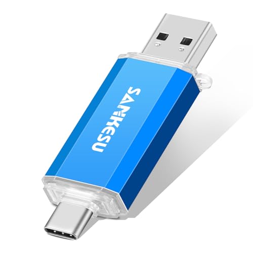 3.0 USB C Flash Drive 512GB, USB-A & Type-C OTG Thumb Stick, Dual Memory Sticks Compatible with PC/Laptop/Type C Cell Phone and Tablet (Blue) - color: Blue, size: 512GB