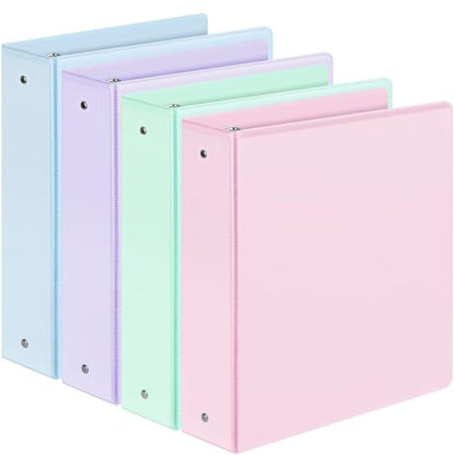 4 Pack Extra Durable 3 Ring Binders 2 Inch, Sooez 2” Three Ring Binder, Eco-Friendly & PVC Free, Customizable Clear View Cover for Letter Size 8.5 x 11 Paper, Pastels School Office Supplies for Girl - size: 2 Inch