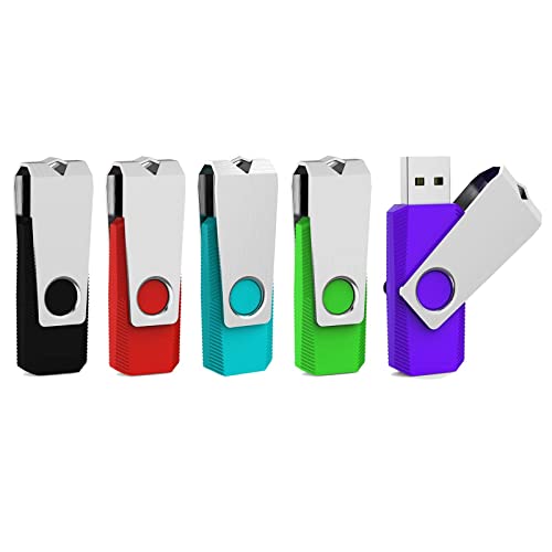 Aiibe 64GB Flash Drive 3.0 5 Pack 64GB USB 3.0 Thumb Drive USB Drives 64 GB Jump Drive Memory Stick Multi Pack 64 GB Flash Drives (64G, 5 Mixed Colors: Black Red Cyan Green Purple) - color: 5 Mixed Colors, size: 64GB-3.0