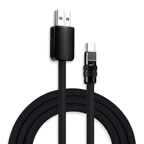 chubbycable Black Chubby Black Samurai Edition 120W USB C Cable Fast Charging Cable Durable Silicone Charger Cord Compatible with iPhone 17-15 Series iPad MacBook Airpods, USB A to Type C, 0.82FT - color: Matte Black, size: 0.82ft(0.25m), style: USB A-Typ