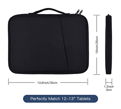 12-12.9 Inch Tablet Sleeve Bag for 12.4" Samsung Galaxy Tab S10+ S9+ Plus/S8+/S7+ Plus/S7 FE,13" iPad Air M4 M3 M2/iPad Pro M5 M4/Pro 12.9"/Microsoft Surface Go 2 12.4"/Pro 11 10 Carrying Case-Black - color: Black, size: 12.9 Inch
