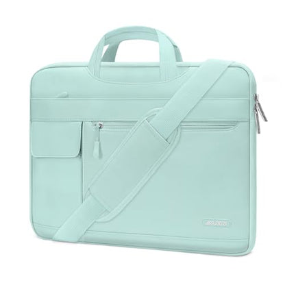 MOSISO Laptop Shoulder Bag Polyester Flapover Briefcase Sleeve Case | Compatible with MacBook Air/Pro,13-13.3 inch Notebook,Compatible with MacBook Pro 14 inch M5 M4 M3 M2 M1 2026, Mint Green - color: Mint Green, size: 13.3 inch