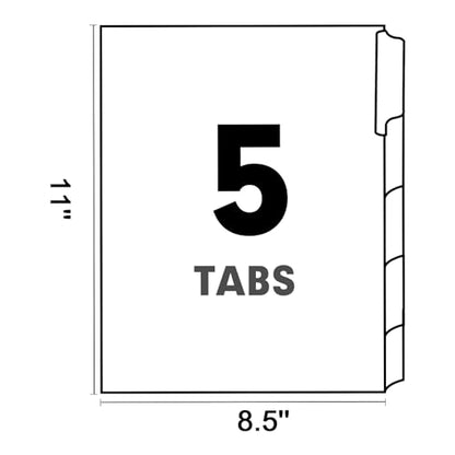 Binder Divider, PANDRI 120 Pack Binder Index White Dividers with 5 Tabs and Sticky Notes, Letter Size Paper Binder Divider for School Office Home Business