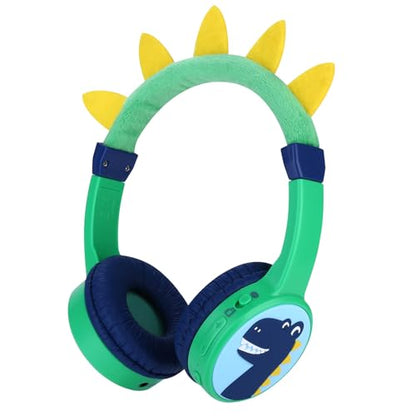 Kids Bluetooth Headphones, with 85dB Volume Limited Adjustable Headphone, Wireless Bluetooth Headphones, Aux 3.5mm Cable Included for Boys Girls Study, School, Kids Headset for ipad/Tablet - style: Dinosaur
