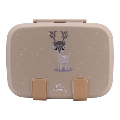 Kids Bento Explorer Lunch Box, 3 No-Mix Compartments, Microwave & Dishwasher Safe, Lightweight with Removable Tray, for Daycare, Preschool, School (Dark Brown Toffee ClevaWhity Friend) - color: Dark Brown Toffee ClevaWhity Friend