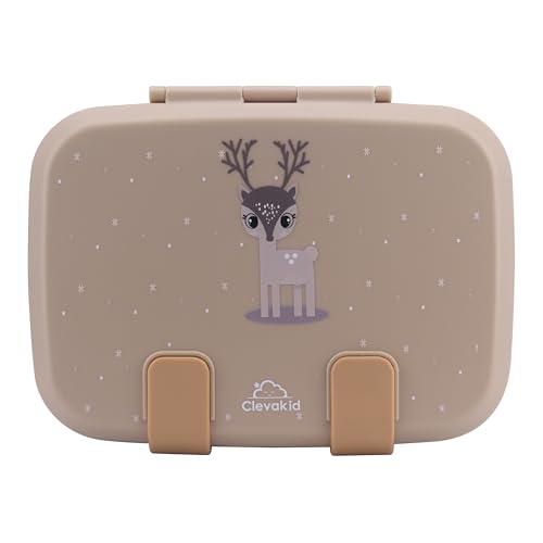 Kids Bento Explorer Lunch Box, 3 No-Mix Compartments, Microwave & Dishwasher Safe, Lightweight with Removable Tray, for Daycare, Preschool, School (Dark Brown Toffee ClevaWhity Friend) - color: Dark Brown Toffee ClevaWhity Friend
