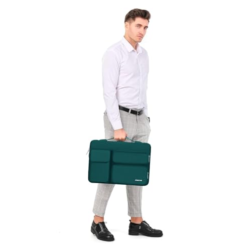 MOSISO 360 Protective Laptop Case 13.3 inch, 13-13.3 inch Laptop Sleeve | Compatible with MacBook Air/Pro 13 / Pro 14, HP Dell ASUS Lenovo,Side Open Bag with 2 Raised&1 Flapover Pockets, Teal Green - color: Teal Green, size: 13.3 inch