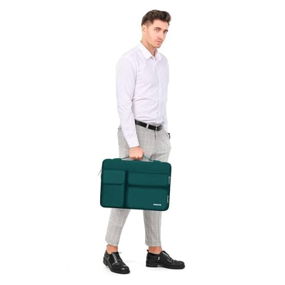 MOSISO 360 Protective Laptop Case 13.3 inch, 13-13.3 inch Laptop Sleeve | Compatible with MacBook Air/Pro 13 / Pro 14, HP Dell ASUS Lenovo,Side Open Bag with 2 Raised&1 Flapover Pockets, Teal Green - color: Teal Green, size: 13.3 inch