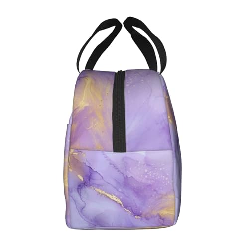 Lunch Bag Pastel Purple Marble Insulated Lunch Box Cooler Tote for Adults Student Boys Girls Women Men Work Office School Picnic Beach Reusable Lunchbox - color: B035