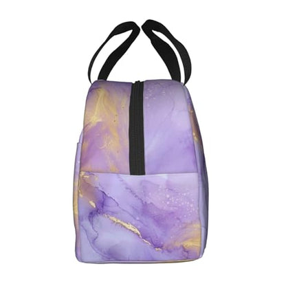 Lunch Bag Pastel Purple Marble Insulated Lunch Box Cooler Tote for Adults Student Boys Girls Women Men Work Office School Picnic Beach Reusable Lunchbox - color: B035