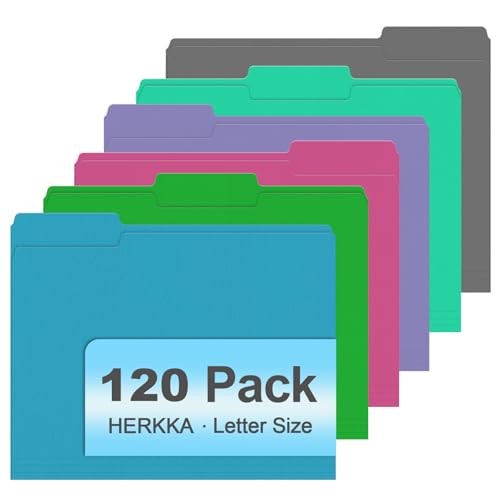 File Folder, HERKKA 120 Pack 1/3 Cut Tab File Folders, Letter Size, Assorted 6 Colors, Colored File Folders Designed for Office and Classroom Use - color: Assorted 6 Colors D