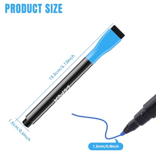 8 Dry Erase Markers for Acrylic Calendar, Magnetic Fine Tip Markers with Eraser Cap for Refrigerator Calendar, Acrylic Dry Erase Board and Magnetic Whiteboard