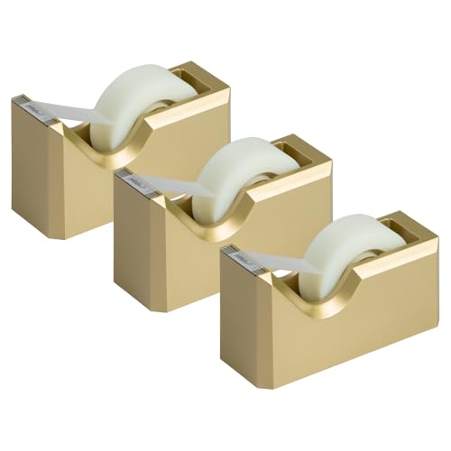 JAM PAPER Colorful Desk Tape Dispensers - Gold - 3/Pack - color: Gold, size: Pack of 3