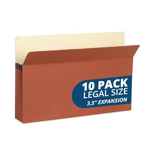 Blue Summit Supplies 10 Redrope Expanding File Pockets, Legal, 3.5" Brown | 3.5 in expansion, accordion style, legal size, for documents, invoices, and bulk filing - size: 3.5"