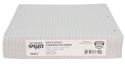 School Smart-86667 Double Sided Grid Paper, 3 Hole Punched, 8-1/2 x 11 Inches, 1/4 Inch Rule, White, Pack of 500