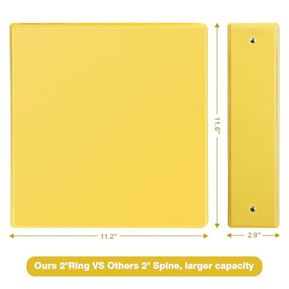 COMIX Standard 3 Ring Binder 2 inch with Clear View Cover, 2" Round Ring View Binder Holds 400 Sheets of US Letter Size Paper, 6 Pack (Lemon Yellow) - color: Lemon Yellow, size: 2 inch