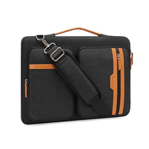 MOSISO 360 Protective Laptop Bag, Computer Bag, Laptop Sleeve Bag with Trolley Sleeve&2 Rectangle Pockets&Handle - color: Black, size: 13.3 inch