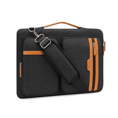 MOSISO 360 Protective Laptop Bag, Computer Bag, Laptop Sleeve Bag with Trolley Sleeve&2 Rectangle Pockets&Handle - color: Black, size: 13.3 inch