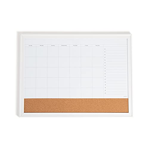 U Brands White Wood Dry Erase Wall Planning Calendar White Board, 24" x 18" - color: White, size: 17'' x 23''