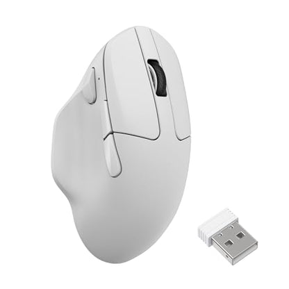Keychron M7 8K Wireless Mouse, 30K DPI Optical Computer Mice, 2.4 GHz/Bluetooth/Wired with Macro Button 66g Lightweight Ergonomic, Up to 140 Hours Worktime for Laptop macOS/Windows - White - color: White, style: 8K Polling Rate