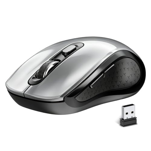 Wireless Mouse Ergonomic, Silent Cordless Computer Mouse with Side Buttons | 2.4G USB Receive, 3-Speed DPI, Anti Slip Roller, Quiet Click Mice for Laptop PC Desktop Chromebook Windows Mac - Black & Gray - color: AT268-Gray & Black