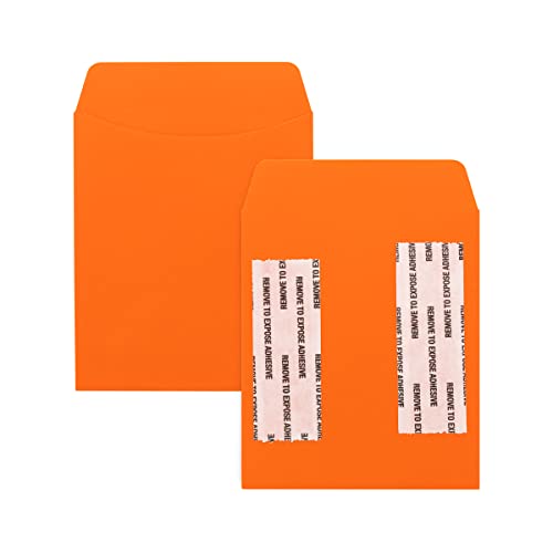 Hygloss 30 Pcs Library Card Pockets 3.5x5 Inch - Self-Adhesive Pocket Envelopes - Dark Orange Classroom Envelope Pockets - Ideal for Organizing - Colorful Small Library Book Pocket - color: Dark Orange, style: 30 Pockets