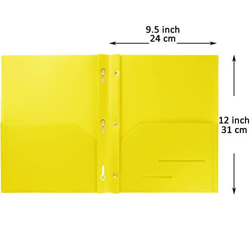 Youngever 6 Pack Heavy Duty Plastic Two Pocket Folders with 3 Prongs, Metal Prongs Fastener, Heavy Duty Plastic 2 Pocket Folder (Yellow) - color: Yellow