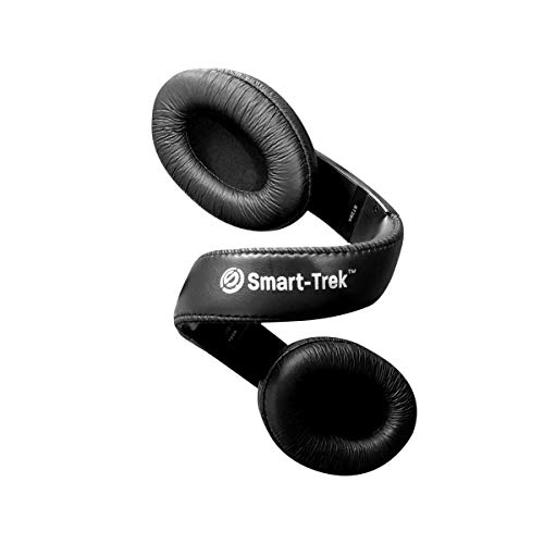 HamiltonBuhl Smart‑Trek Deluxe Over‑Ear Headphones, 3.5mm TRRS Plug, 40mm Drivers, Noise‑Isolating Leatherette Cushions, Durable Dura‑Cord, Adjustable Headband – Black (ST1BK)
