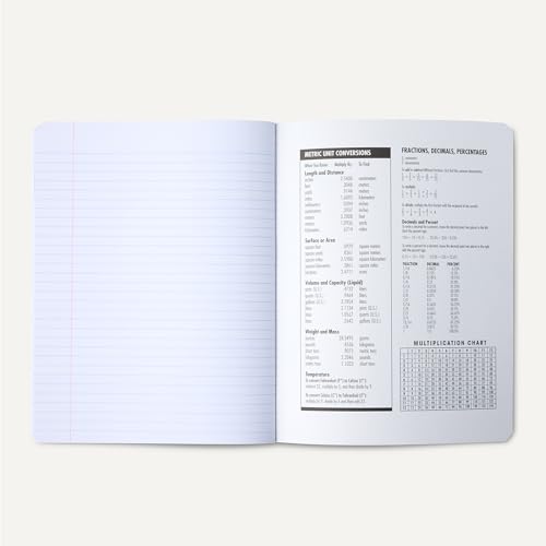 Amazon Basics Composition Notebook, College Ruled, 100 Sheets, 9.75" x 7.5", Marble Black, with Conversion Charts, 4-Pack - color: Marble Black, size: College Ruled,4-pack