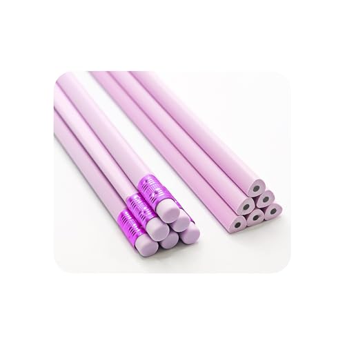 24Pcs HB Graphite Triangular Grip Wood Pencils with Eraser for School, Drawing and Sketching, and Office Use(Purple) - color: Purple