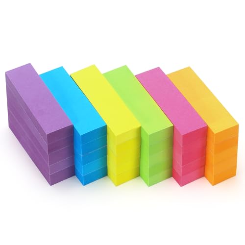 30 Pads 0.6x2 Inch Sticky Notes Flags Tabs Page Markers 6 Bright Color Sticky Index Tabs Page Flags 80 Sheet/Pad - color: 0.6x2 6 Colors