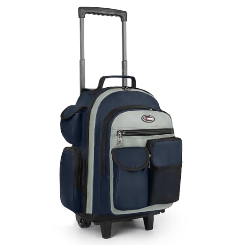 20" 2-in-1 Rolling Backpack,Backpack for Travel w/Wheels | Trolley Suitcase w/Telescopic Handle,Lightweight,Durable, Travel-Friendly, Unisex,2560-20''-Blue - color: JH-2560-Blue-20